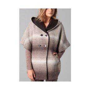 Club Monaco Light & Dark Brown Club Maiden Alpaca/Mohair/Wool Poncho Sz M